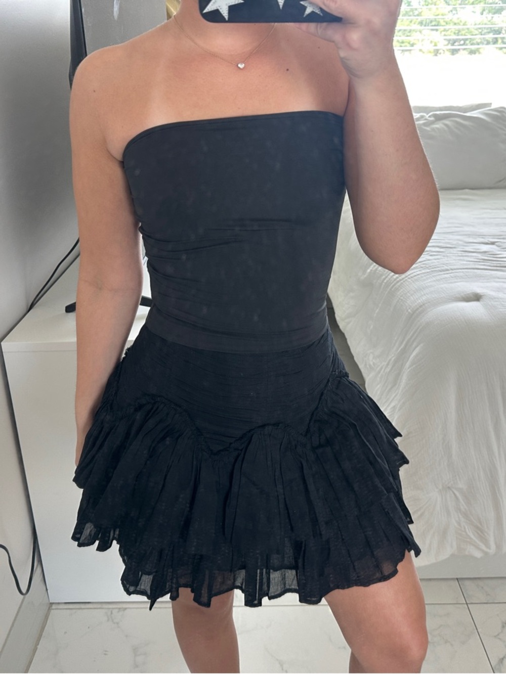 Aje Black Tiered Ruffled Mini Skirt